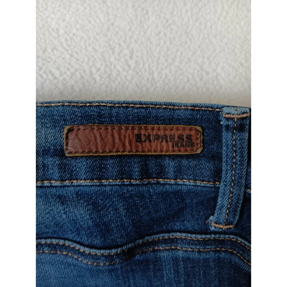 Express Jegging Leggings Womens 6 Blue Denim Stretch Pockets Mid Rise Casual